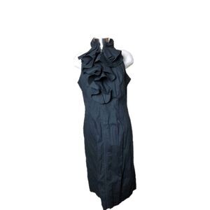 Sara Isabella Women's Black Ruched Ruffled Neck Bodycon Dress Size 8 NWT
